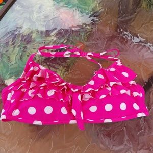 Pink polka dot bikini top